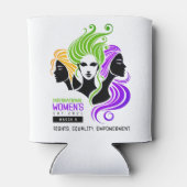 Gestileerde Kleurrijke Trio van Vrouwen IWD 2025 Blikjeskoeler (Achterkant)