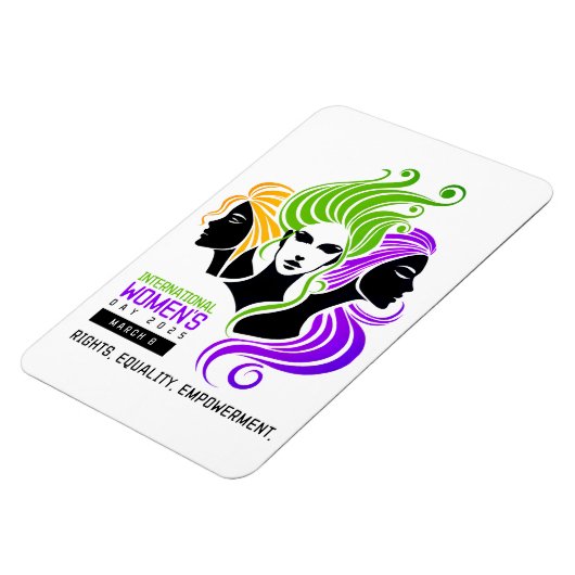 Gestileerde Kleurrijke Trio van Vrouwen IWD 2025 Magneet (Linkerzijde)