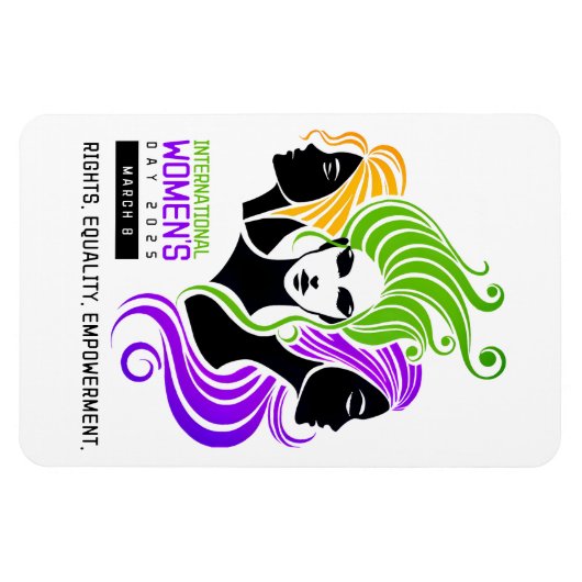 Gestileerde Kleurrijke Trio van Vrouwen IWD 2025 Magneet (Horizontaal)