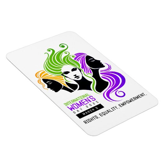 Gestileerde Kleurrijke Trio van Vrouwen IWD 2025 Magneet (Rechterzijde)