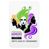 Gestileerde Kleurrijke Trio van Vrouwen IWD 2025 Magneet (Verticaal)