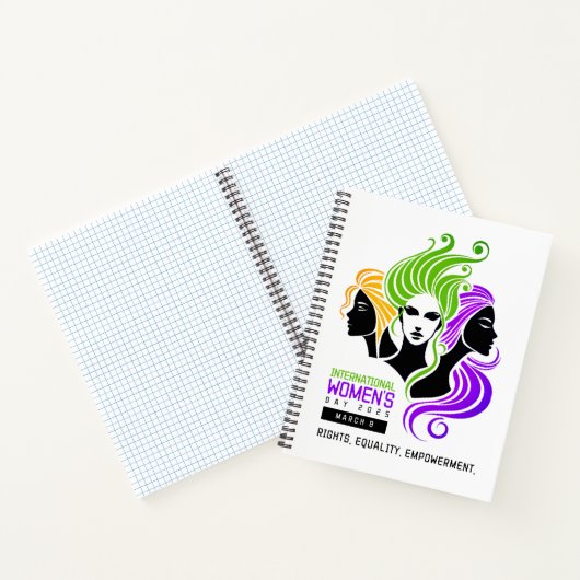 Gestileerde Kleurrijke Trio van Vrouwen IWD 2025 Notitieboek (Binnen)