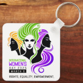 Gestileerde Kleurrijke Trio van Vrouwen IWD 2025 Sleutelhanger (Achterkant)