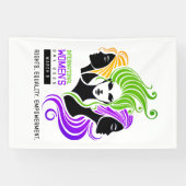 Gestileerde Kleurrijke Trio van Vrouwen IWD 2025 Spandoek (Horizontaal)