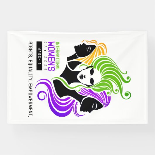 Gestileerde Kleurrijke Trio van Vrouwen IWD 2025 Spandoek (Horizontaal)
