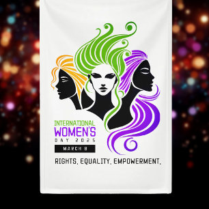 Gestileerde Kleurrijke Trio van Vrouwen IWD 2025 Spandoek