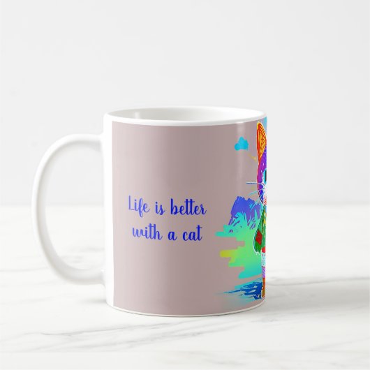 Gestileerde koele kat koffiemok (Links)