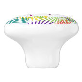 Gestileerde kokosblad & roze flamingo's keramische knop (Zijkant)