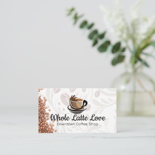 Gestileerde kop java | koffiebonen visitekaartje (Staand voorkant)