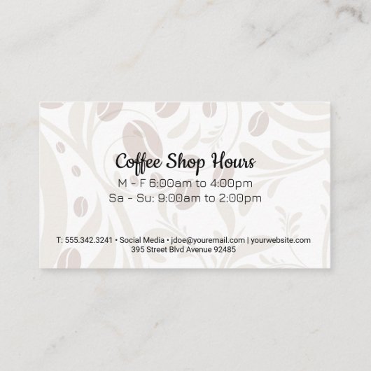 Gestileerde kop java | koffiebonen visitekaartje (Achterkant)