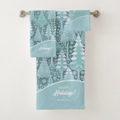 Gestileerde Kust Kerstbomen Patroon#6 ID1009 Bad Handdoek (Insitu)