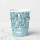 Gestileerde Kust Kerstbomen Patroon#6 ID1009 Papieren Bekers (Achterkant)