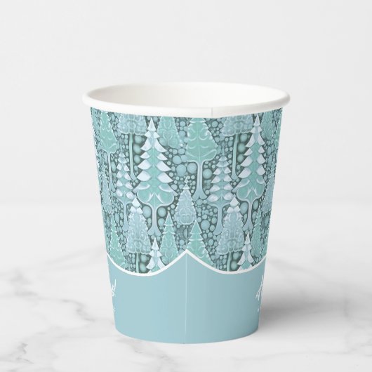 Gestileerde Kust Kerstbomen Patroon#6 ID1009 Papieren Bekers (Rechts)