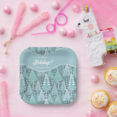 Gestileerde Kust Kerstbomen Patroon#6 ID1009 Papieren Bordje (Feest)