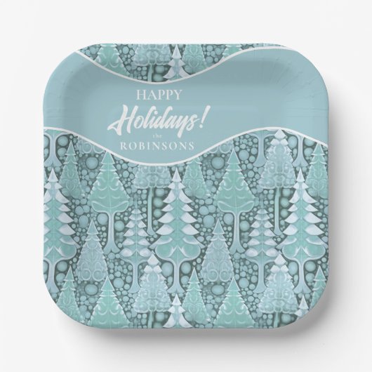 Gestileerde Kust Kerstbomen Patroon#6 ID1009 Papieren Bordje (Voorkant)