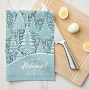 Gestileerde Kust Kerstbomen Patroon#6 ID1009 Theedoek