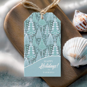 Gestileerde Kust Kerstbomen Patroon#6b ID1009 Cadeaulabel