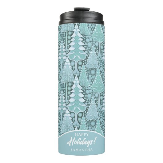 Gestileerde Kust Kerstbomen Patroon#6b ID1009 Thermosbeker (Voorkant)