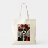Gestileerde La Catrina Canvas tas in rood, zwart e (Achterkant)