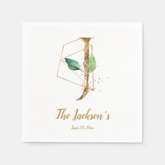 Gestileerde letter J Floral bruiloft servetten (Voorkant)