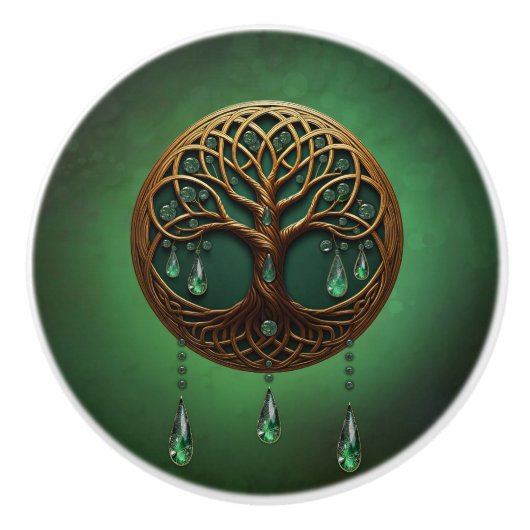 Gestileerde levensboom keramische knop (Voorkant)