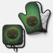 Gestileerde levensboom ovenwant & pannenlap set (Voorkant / Achterkant)