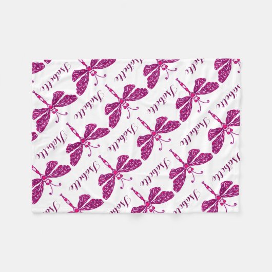 Gestileerde libel roze naam patroon deken (Voorkant (Horizontaal))
