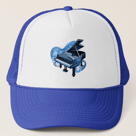 Gestileerde lijn Art Blauwe Piano Trucker Pet (Voorkant)