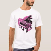 Gestileerde lijn Art roze piano T-shirt (Voorkant)