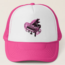 Gestileerde lijn Art roze piano Trucker Pet