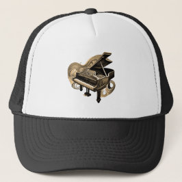 Gestileerde lijn Art Sepia Piano Trucker Pet