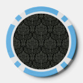 Gestileerde Lijst Damask 250 Monogram LBlue Poker Poker Chips (Achterkant)