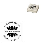 Gestileerde Lotus Bloem Rond Terugkeeradres Rubberstempel (Gestempeld)