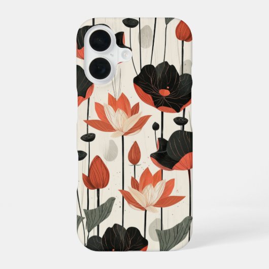 gestileerde lotus iPhone 16 hoesje (Achterkant)