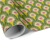 Gestileerde lotusbehang: roze, groen. cadeaupapier (Rol Hoek)