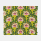 Gestileerde lotusbehang: roze, groen. fleece deken (Voorkant (Horizontaal))