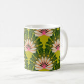 Gestileerde lotusbehang: roze, groen. koffiemok (Voorkant rechts)