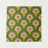 Gestileerde lotusbehang: roze, groen. wandkleed (Voorkant)