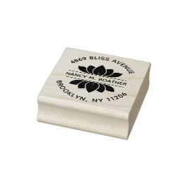 Gestileerde Lotusbloem Ronde Retouradres Rubberstempel