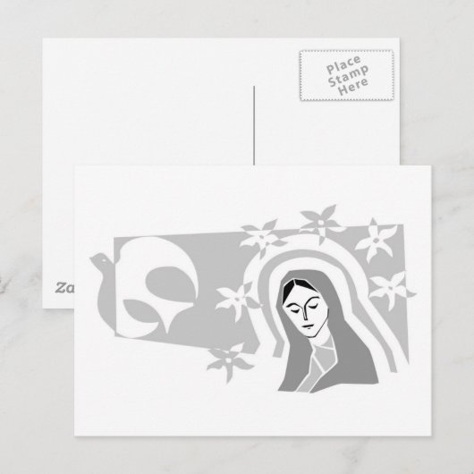 gestileerde Maagd Mary Grayscale Briefkaart (Voorkant / Achterkant)
