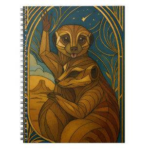 Gestileerde Meerkat Pair onder sterrenhemel Notitieboek