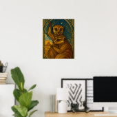 Gestileerde Meerkat Pair onder sterrenhemel Poster (Thuiskantoor)