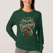 Gestileerde Merry Christmas Gold Red Green T-shirt (Voorkant)