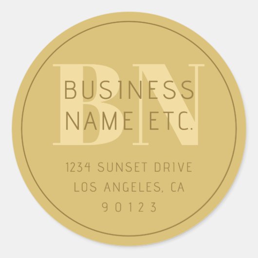 Gestileerde moderne minimale gouden retour adres ronde sticker (Voorkant)