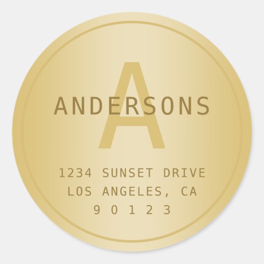 Gestileerde moderne minimale gouden retour adres ronde sticker (Voorkant)