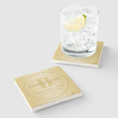 Gestileerde moderne minimale gouden retouradres  stenen onderzetter (Zijkant)