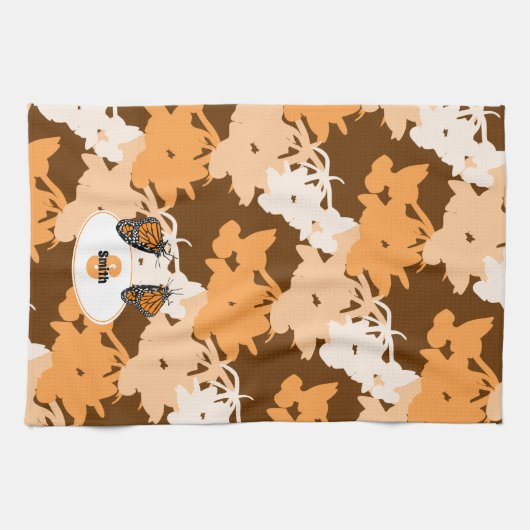 Gestileerde Monarch Vlinder Naam Oranje Theedoek (Horizontaal)