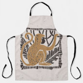 Gestileerde Monkey Linocut Illustratie Schort (Voorkant)