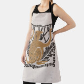 Gestileerde Monkey Linocut Illustratie Schort (Insitu)