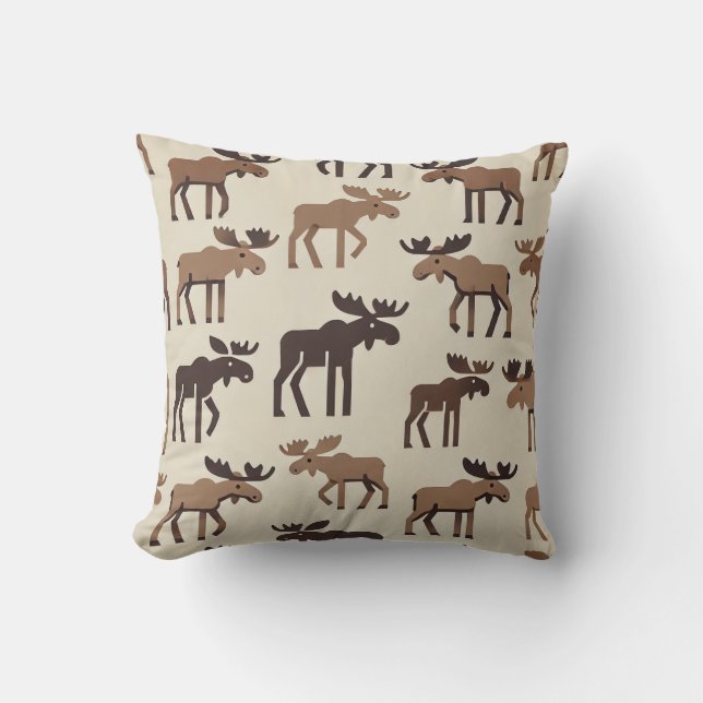 Gestileerde Moose Pattern – Minimalistische Natuur Kussen (Voorkant)